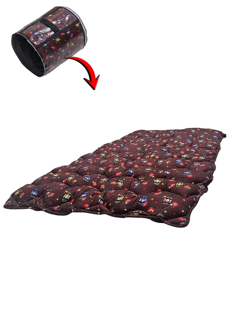 سمارت هوم مطرحة أرضية رمضانية مفرد 190×90×6 سم بحشوة قطن طبيعي وقماش بوليستر ناعم – فرش أرضي مبطن قابل للطي مع حقيبة تخزين – مناسب لجلسات رمضان والنوم الأرضي والضيوف والرحلات – هدية رمضانية مريحة - Image 2